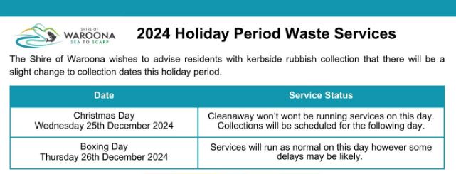 2024 Holiday Period Waste Services